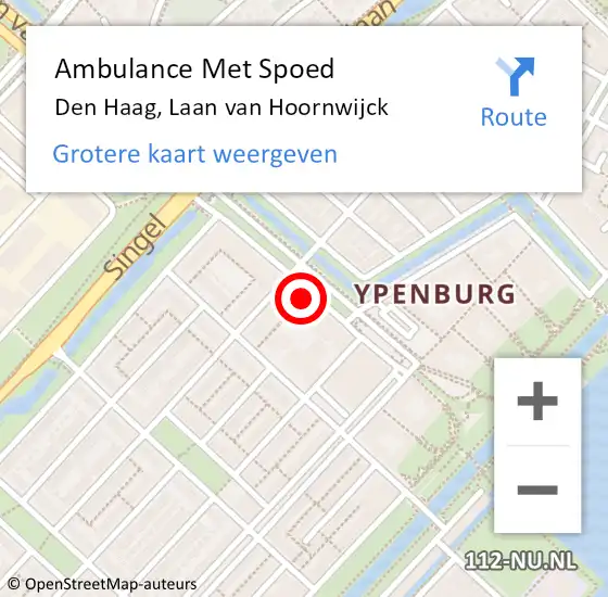 Locatie op kaart van de 112 melding: Ambulance Met Spoed Naar Den Haag, Laan van Hoornwijck op 13 oktober 2022 18:25
