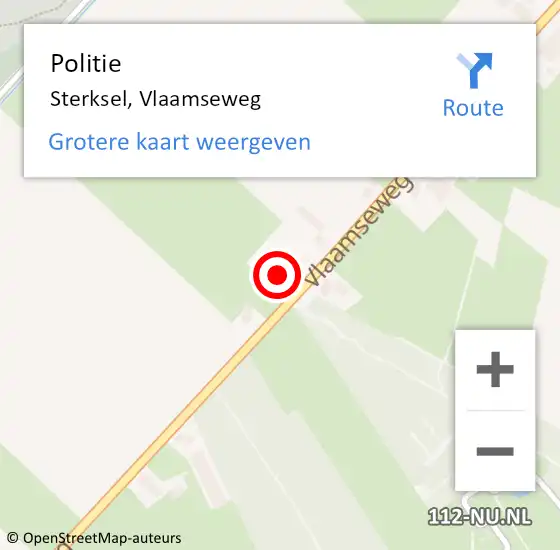 Locatie op kaart van de 112 melding: Politie Sterksel, Vlaamseweg op 14 oktober 2022 06:33