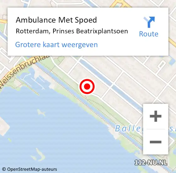 Locatie op kaart van de 112 melding: Ambulance Met Spoed Naar Rotterdam, Prinses Beatrixplantsoen op 14 oktober 2022 08:01