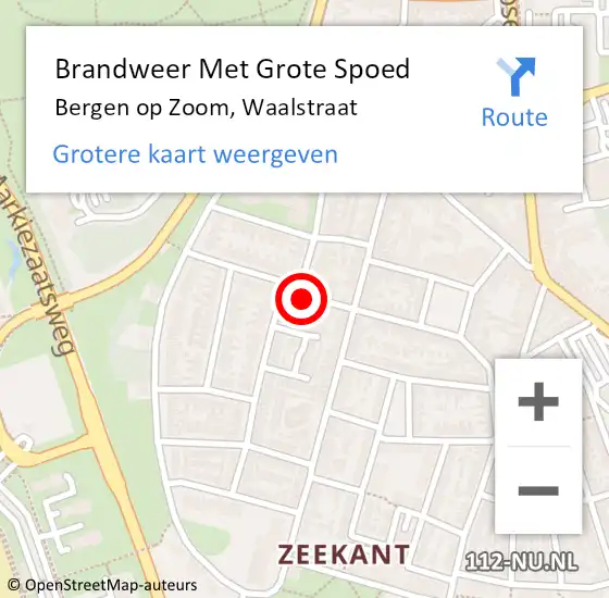 Locatie op kaart van de 112 melding: Brandweer Met Grote Spoed Naar Bergen op Zoom, Waalstraat op 14 oktober 2022 09:26