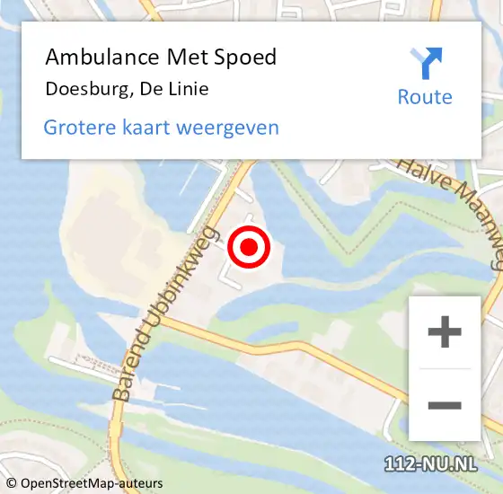 Locatie op kaart van de 112 melding: Ambulance Met Spoed Naar Doesburg, De Linie op 14 oktober 2022 10:08