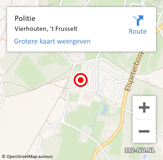 Locatie op kaart van de 112 melding: Politie Vierhouten, 't Frusselt op 14 oktober 2022 10:11