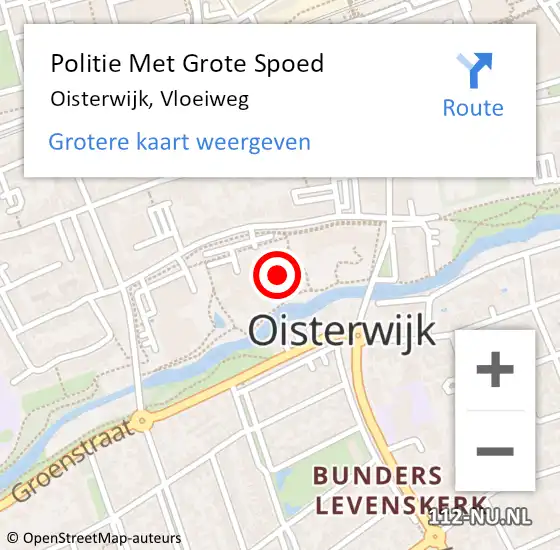 Locatie op kaart van de 112 melding: Politie Met Grote Spoed Naar Oisterwijk, Vloeiweg op 14 oktober 2022 10:16