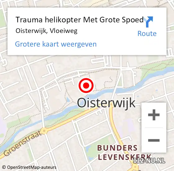 Locatie op kaart van de 112 melding: Trauma helikopter Met Grote Spoed Naar Oisterwijk, Vloeiweg op 14 oktober 2022 10:16