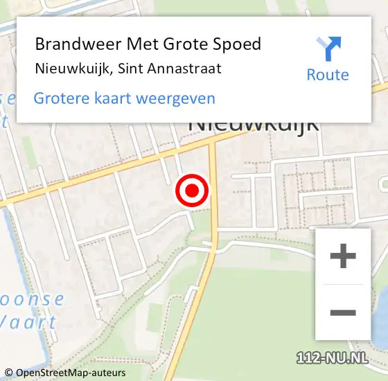 Locatie op kaart van de 112 melding: Brandweer Met Grote Spoed Naar Nieuwkuijk, Sint Annastraat op 14 oktober 2022 10:54