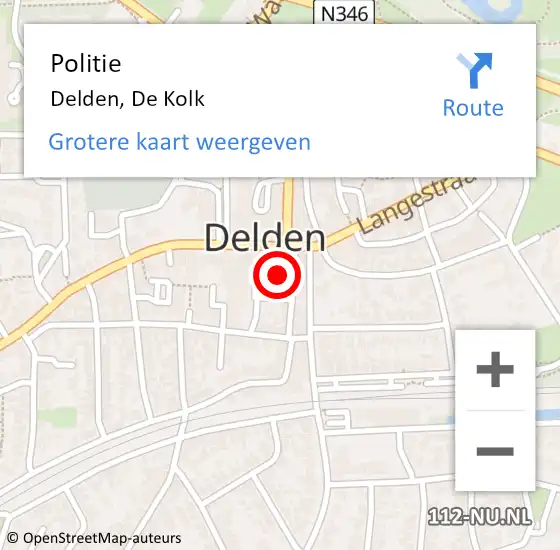 Locatie op kaart van de 112 melding: Politie Delden, De Kolk op 14 oktober 2022 12:02