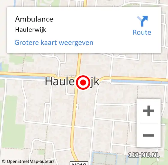Locatie op kaart van de 112 melding: Ambulance Haulerwijk op 14 oktober 2022 12:17