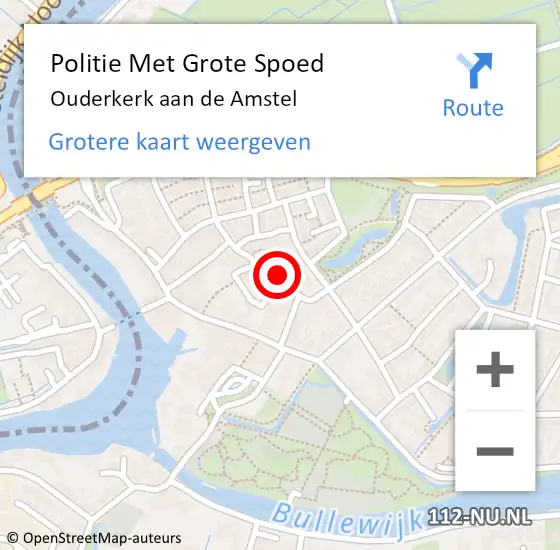 Locatie op kaart van de 112 melding: Politie Met Grote Spoed Naar Ouderkerk aan de Amstel op 14 oktober 2022 13:46