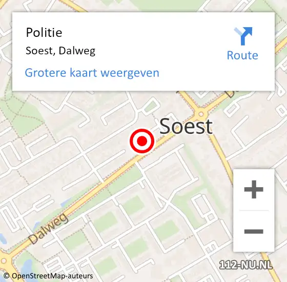 Locatie op kaart van de 112 melding: Politie Soest, Dalweg op 14 oktober 2022 14:35