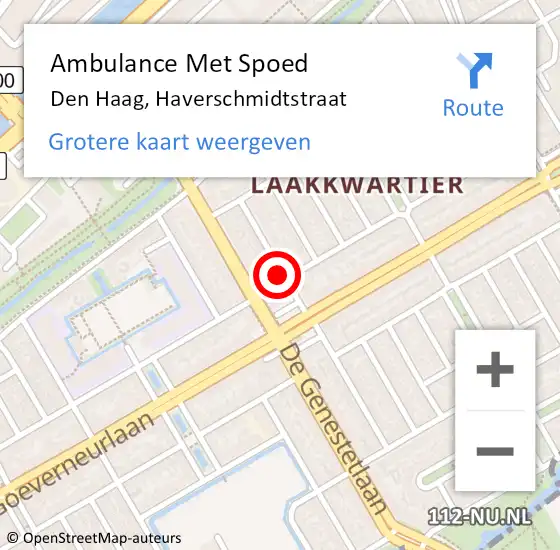 Locatie op kaart van de 112 melding: Ambulance Met Spoed Naar Den Haag, Haverschmidtstraat op 14 oktober 2022 14:45