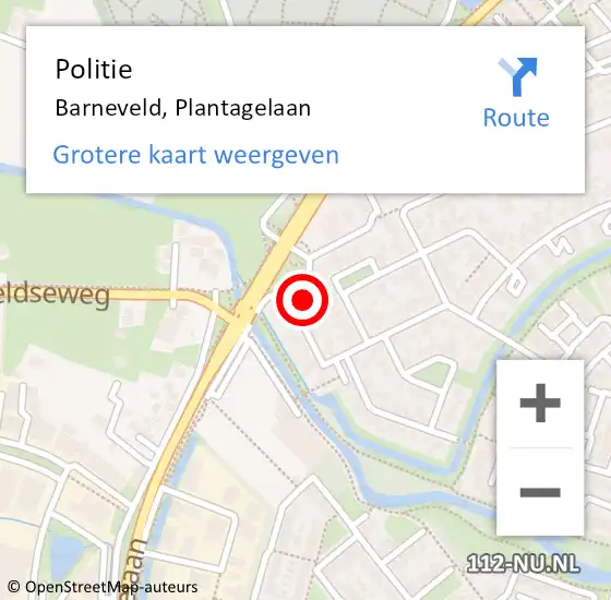 Locatie op kaart van de 112 melding: Politie Barneveld, Plantagelaan op 14 oktober 2022 14:46