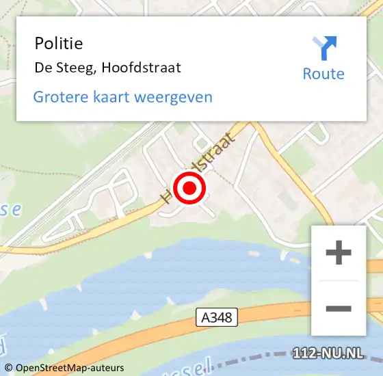 Locatie op kaart van de 112 melding: Politie De Steeg, Hoofdstraat op 14 oktober 2022 15:19