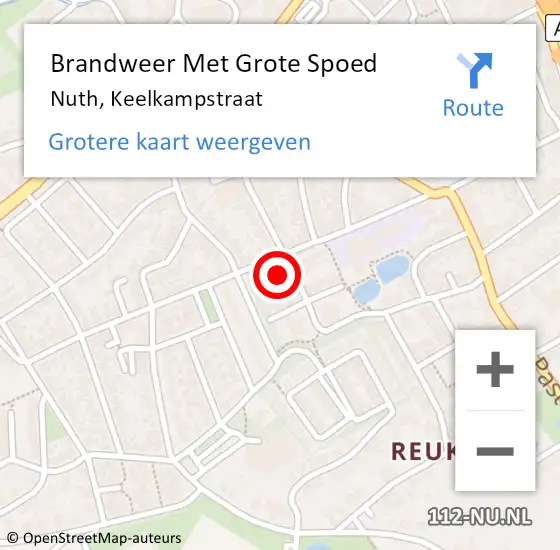 Locatie op kaart van de 112 melding: Brandweer Met Grote Spoed Naar Nuth, Keelkampstraat op 14 oktober 2022 17:27