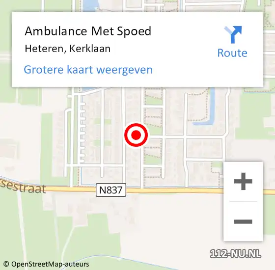 Locatie op kaart van de 112 melding: Ambulance Met Spoed Naar Heteren, Kerklaan op 14 oktober 2022 20:13