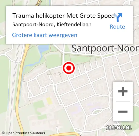 Locatie op kaart van de 112 melding: Trauma helikopter Met Grote Spoed Naar Santpoort-Noord, Kieftendellaan op 14 oktober 2022 22:07