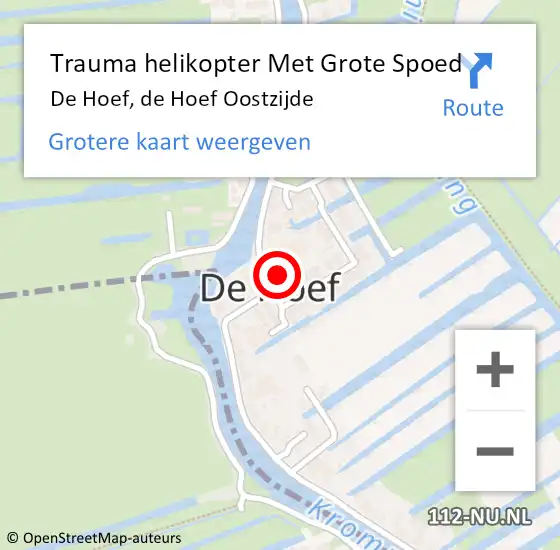 Locatie op kaart van de 112 melding: Trauma helikopter Met Grote Spoed Naar De Hoef, de Hoef Oostzijde op 14 oktober 2022 22:42