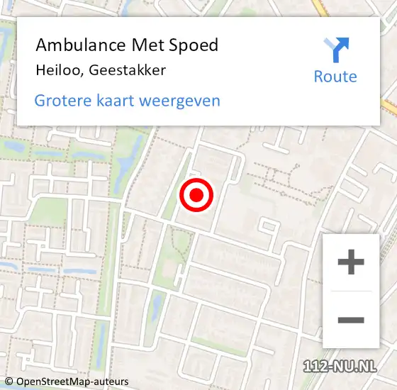 Locatie op kaart van de 112 melding: Ambulance Met Spoed Naar Heiloo, Geestakker op 14 oktober 2022 23:02