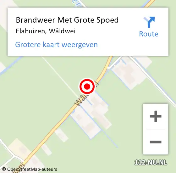 Locatie op kaart van de 112 melding: Brandweer Met Grote Spoed Naar Elahuizen, Wâldwei op 15 oktober 2022 03:08