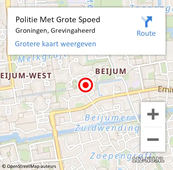 Locatie op kaart van de 112 melding: Politie Met Grote Spoed Naar Groningen, Grevingaheerd op 15 oktober 2022 06:30