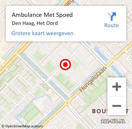 Locatie op kaart van de 112 melding: Ambulance Met Spoed Naar Den Haag, Het Oord op 15 oktober 2022 09:24