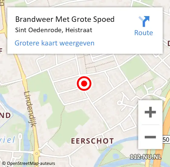 Locatie op kaart van de 112 melding: Brandweer Met Grote Spoed Naar Sint Oedenrode, Heistraat op 15 oktober 2022 10:49