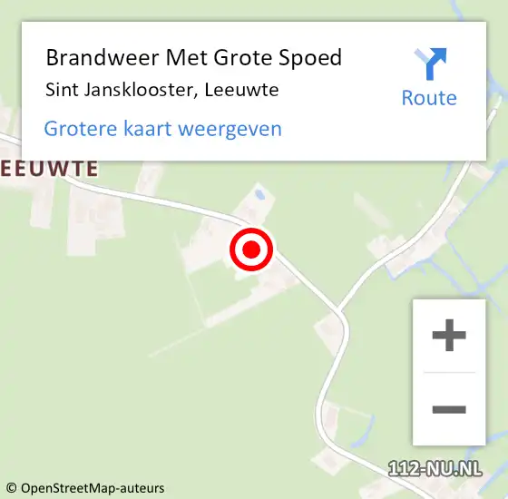 Locatie op kaart van de 112 melding: Brandweer Met Grote Spoed Naar Sint Jansklooster, Leeuwte op 15 oktober 2022 11:10