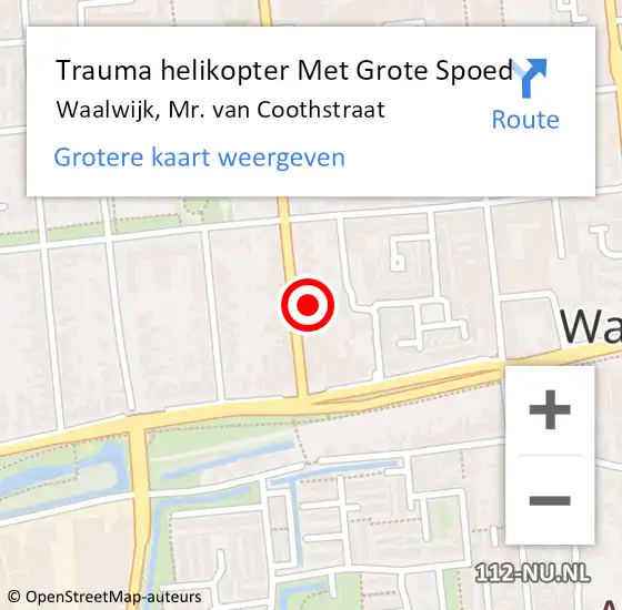 Locatie op kaart van de 112 melding: Trauma helikopter Met Grote Spoed Naar Waalwijk, Mr. van Coothstraat op 15 oktober 2022 12:27