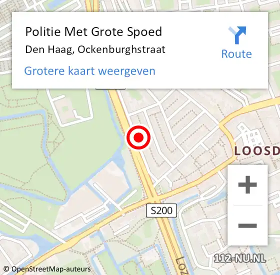 Locatie op kaart van de 112 melding: Politie Met Grote Spoed Naar Den Haag, Ockenburghstraat op 15 oktober 2022 13:00