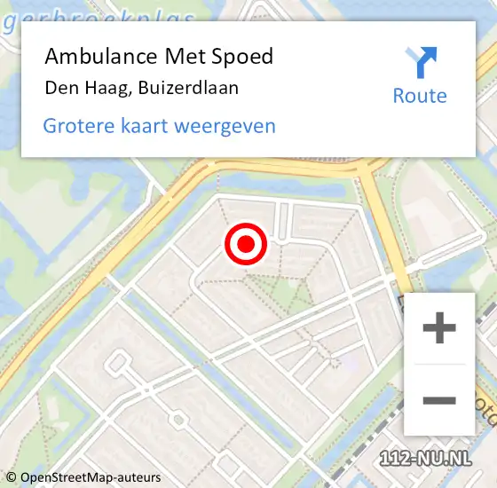 Locatie op kaart van de 112 melding: Ambulance Met Spoed Naar Den Haag, Buizerdlaan op 15 oktober 2022 14:42