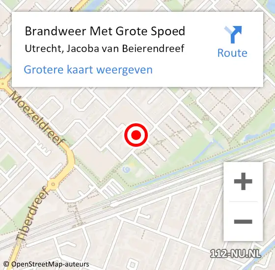 Locatie op kaart van de 112 melding: Brandweer Met Grote Spoed Naar Utrecht, Jacoba van Beierendreef op 15 oktober 2022 16:04