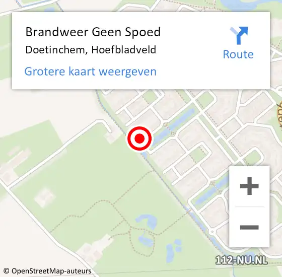 Locatie op kaart van de 112 melding: Brandweer Geen Spoed Naar Doetinchem, Hoefbladveld op 15 oktober 2022 17:18