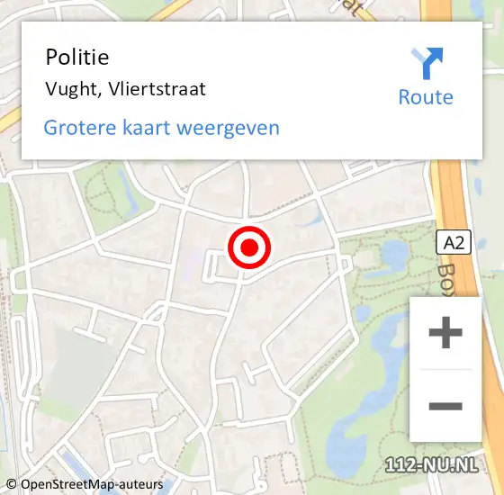 Locatie op kaart van de 112 melding: Politie Vught, Vliertstraat op 15 oktober 2022 17:44