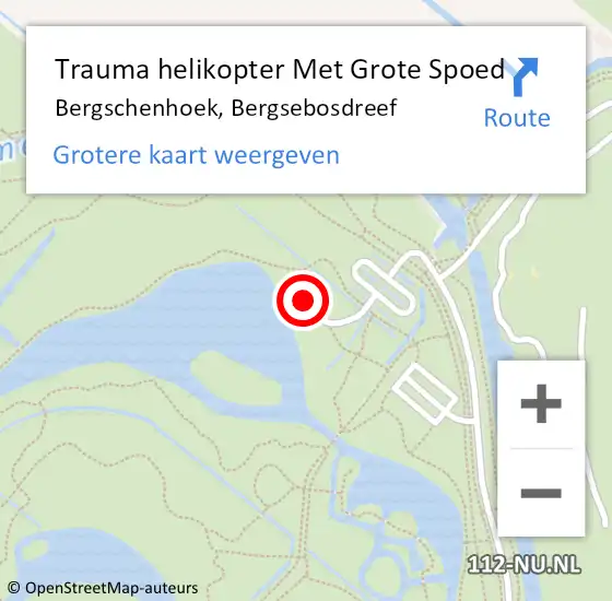 Locatie op kaart van de 112 melding: Trauma helikopter Met Grote Spoed Naar Bergschenhoek, Bergsebosdreef op 15 oktober 2022 17:59