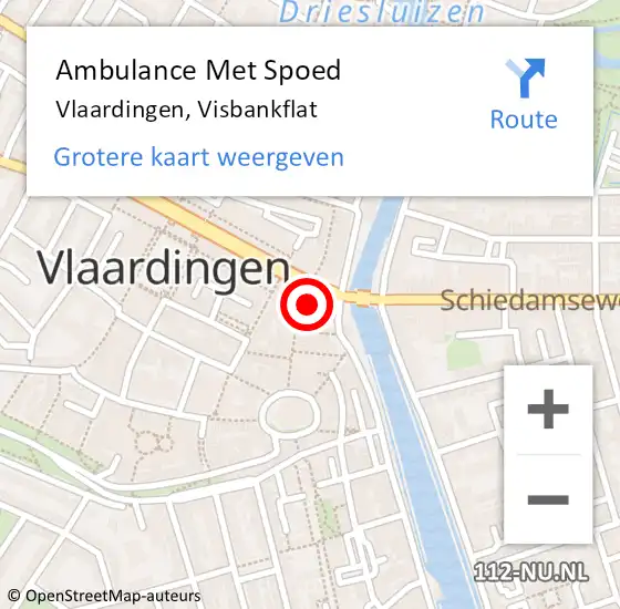 Locatie op kaart van de 112 melding: Ambulance Met Spoed Naar Vlaardingen, Visbankflat op 15 oktober 2022 19:20