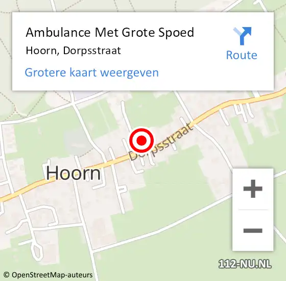Locatie op kaart van de 112 melding: Ambulance Met Grote Spoed Naar Hoorn, Dorpsstraat op 15 oktober 2022 20:31
