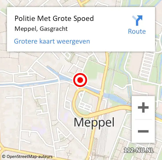 Locatie op kaart van de 112 melding: Politie Met Grote Spoed Naar Meppel, Gasgracht op 15 oktober 2022 21:53