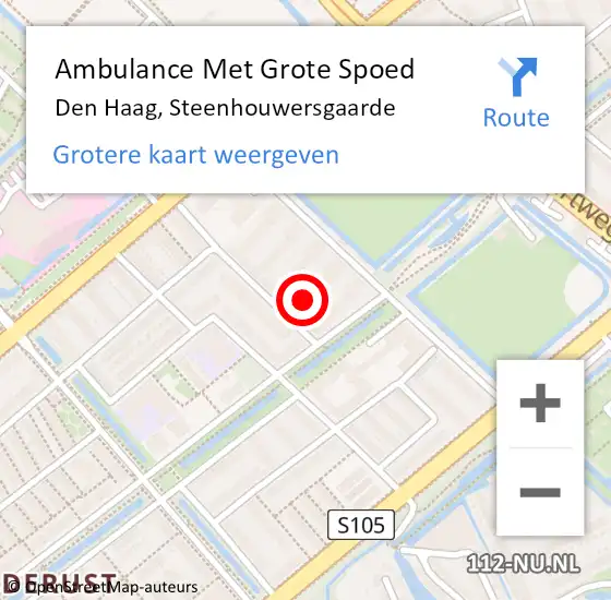 Locatie op kaart van de 112 melding: Ambulance Met Grote Spoed Naar Den Haag, Steenhouwersgaarde op 15 oktober 2022 22:07
