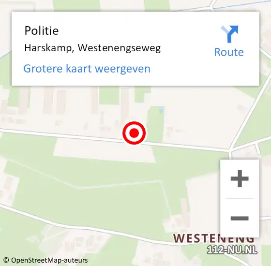 Locatie op kaart van de 112 melding: Politie Harskamp, Westenengseweg op 15 oktober 2022 22:39