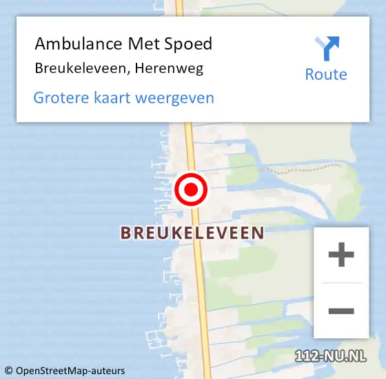 Locatie op kaart van de 112 melding: Ambulance Met Spoed Naar Breukeleveen, Herenweg op 1 augustus 2014 16:25