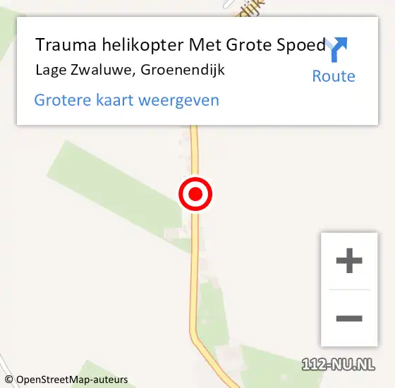 Locatie op kaart van de 112 melding: Trauma helikopter Met Grote Spoed Naar Lage Zwaluwe, Groenendijk op 16 oktober 2022 01:59