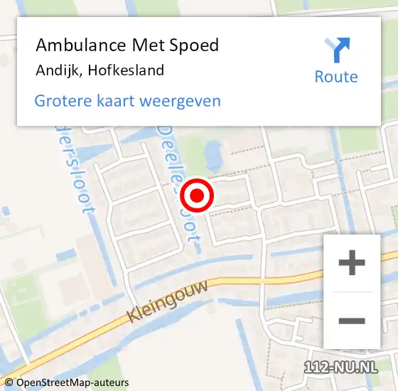 Locatie op kaart van de 112 melding: Ambulance Met Spoed Naar Andijk, Hofkesland op 16 oktober 2022 03:59