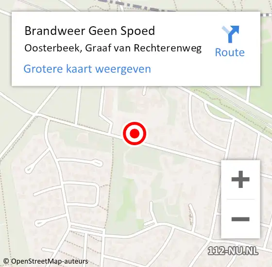 Locatie op kaart van de 112 melding: Brandweer Geen Spoed Naar Oosterbeek, Graaf van Rechterenweg op 16 oktober 2022 04:10