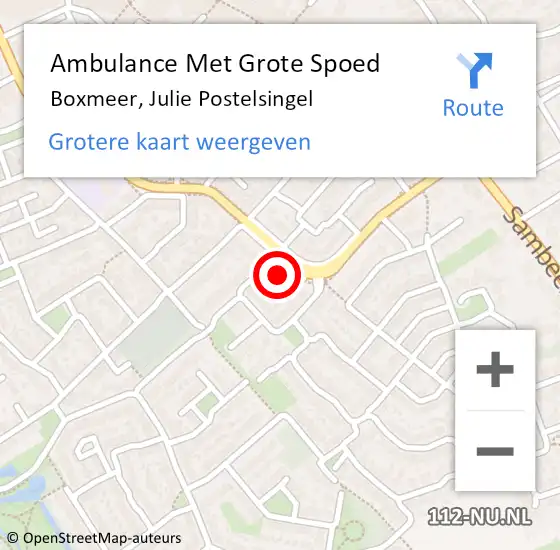 Locatie op kaart van de 112 melding: Ambulance Met Grote Spoed Naar Boxmeer, Julie Postelsingel op 16 oktober 2022 11:44