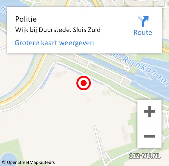Locatie op kaart van de 112 melding: Politie Wijk bij Duurstede, Sluis Zuid op 16 oktober 2022 11:51