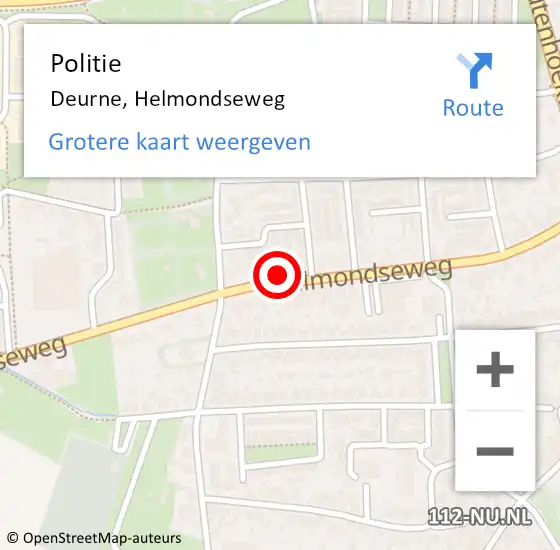 Locatie op kaart van de 112 melding: Politie Deurne, Helmondseweg op 16 oktober 2022 14:08