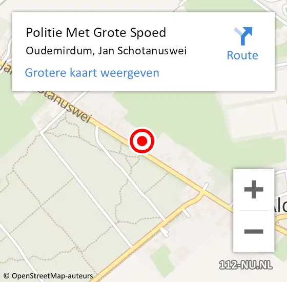 Locatie op kaart van de 112 melding: Politie Met Grote Spoed Naar Oudemirdum, Jan Schotanuswei op 16 oktober 2022 14:33