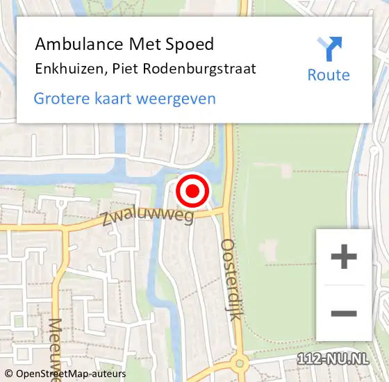 Locatie op kaart van de 112 melding: Ambulance Met Spoed Naar Enkhuizen, Piet Rodenburgstraat op 16 oktober 2022 14:38
