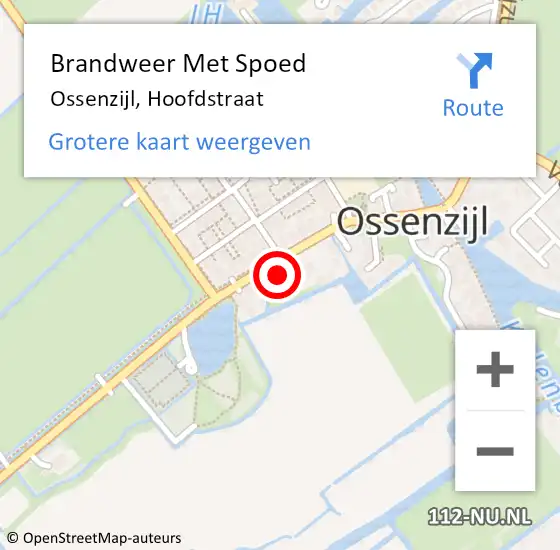 Locatie op kaart van de 112 melding: Brandweer Met Spoed Naar Ossenzijl, Hoofdstraat op 1 augustus 2014 17:21