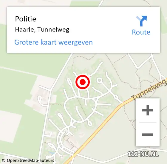 Locatie op kaart van de 112 melding: Politie Haarle, Tunnelweg op 16 oktober 2022 16:00