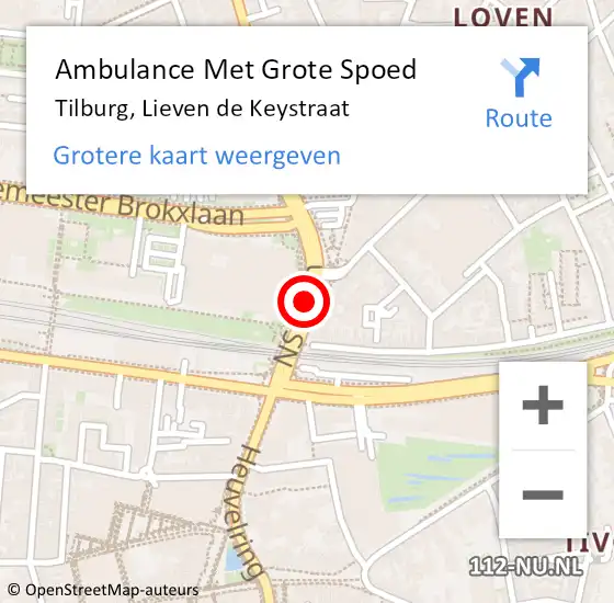 Locatie op kaart van de 112 melding: Ambulance Met Grote Spoed Naar Tilburg, Mr. Stormstraat op 1 augustus 2014 17:36